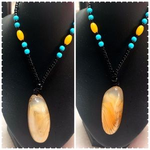 Natural Botswana Agate Pendant Stones Necklace